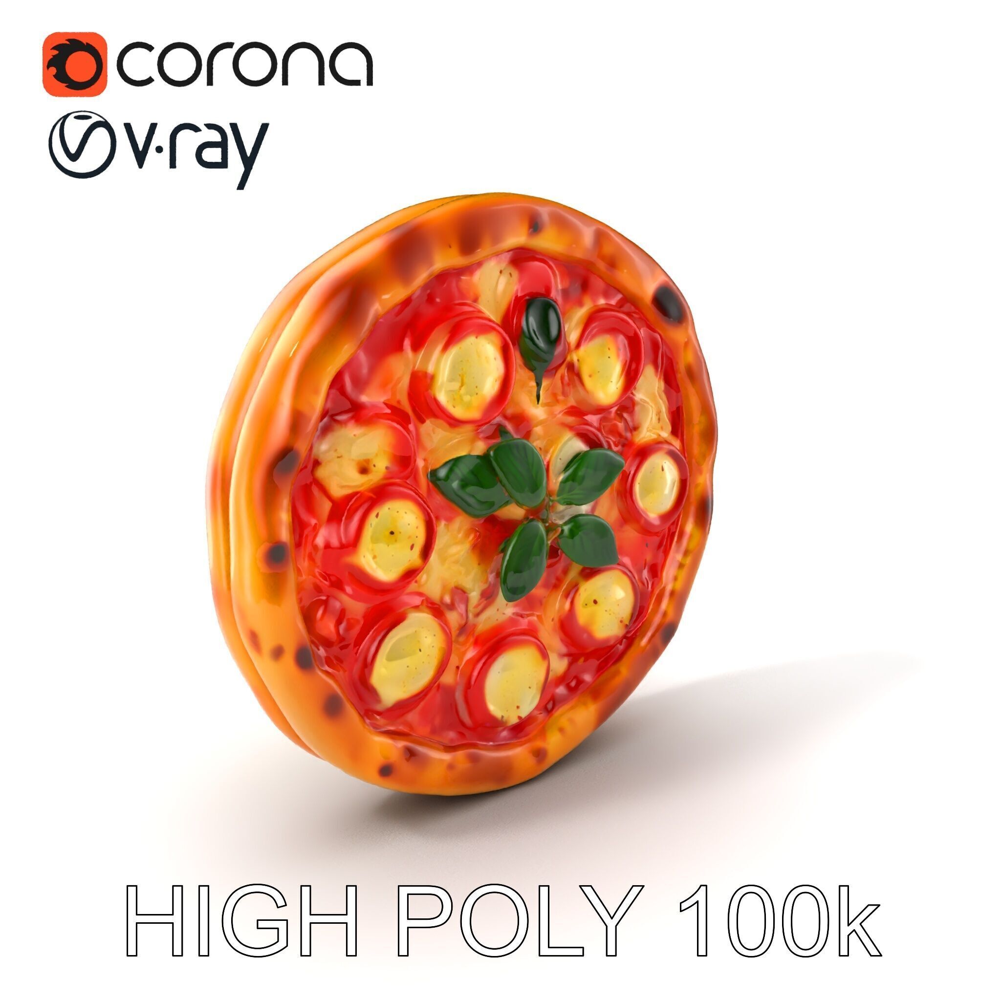 Margherita Pizza Delicious Render model pack Low-poly 3D model_2