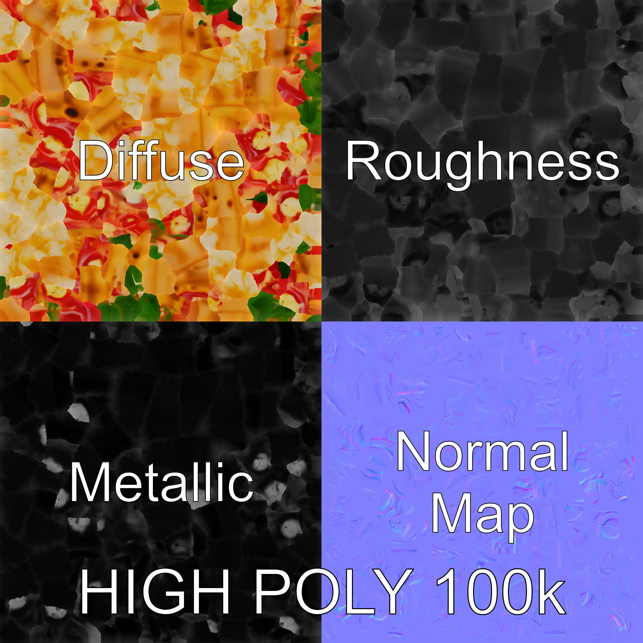 Margherita Pizza Delicious Render model pack Low-poly 3D model_3