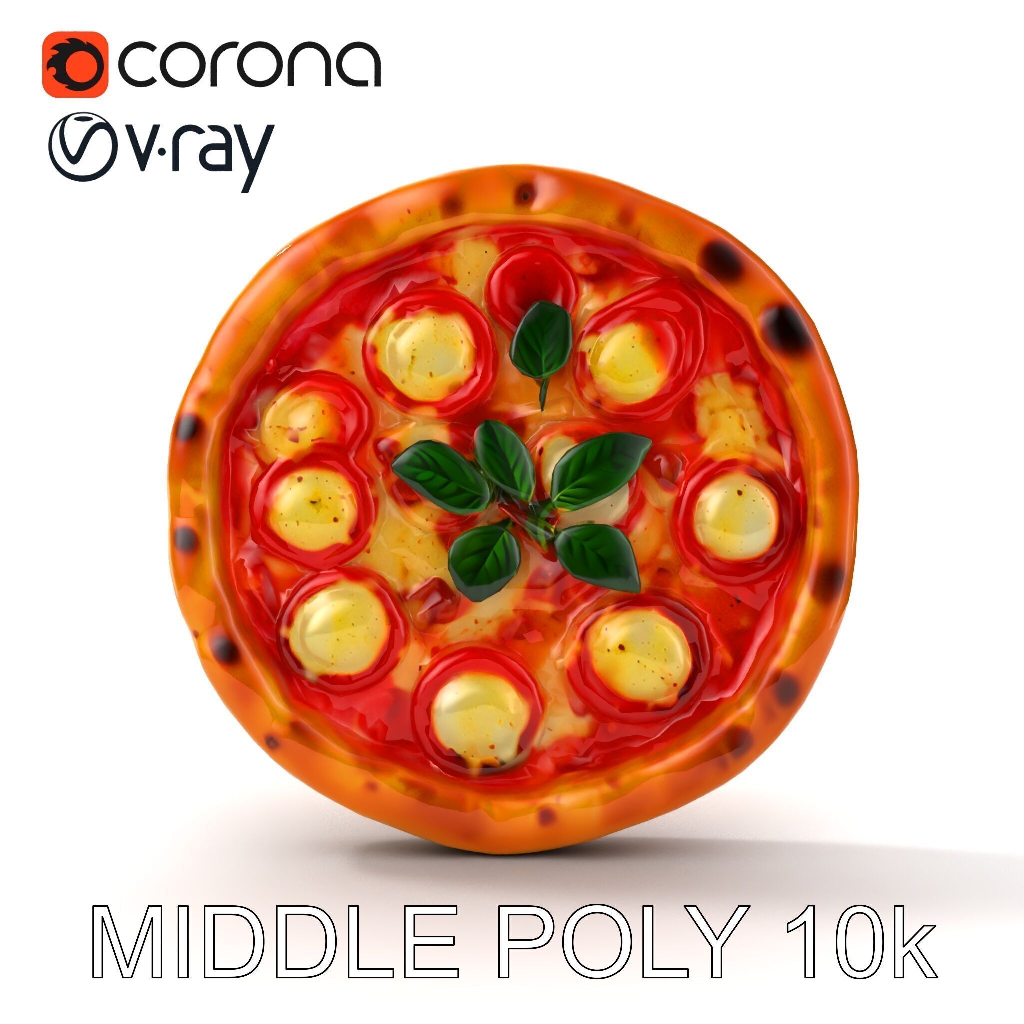 Margherita Pizza Delicious Render model pack Low-poly 3D model_25