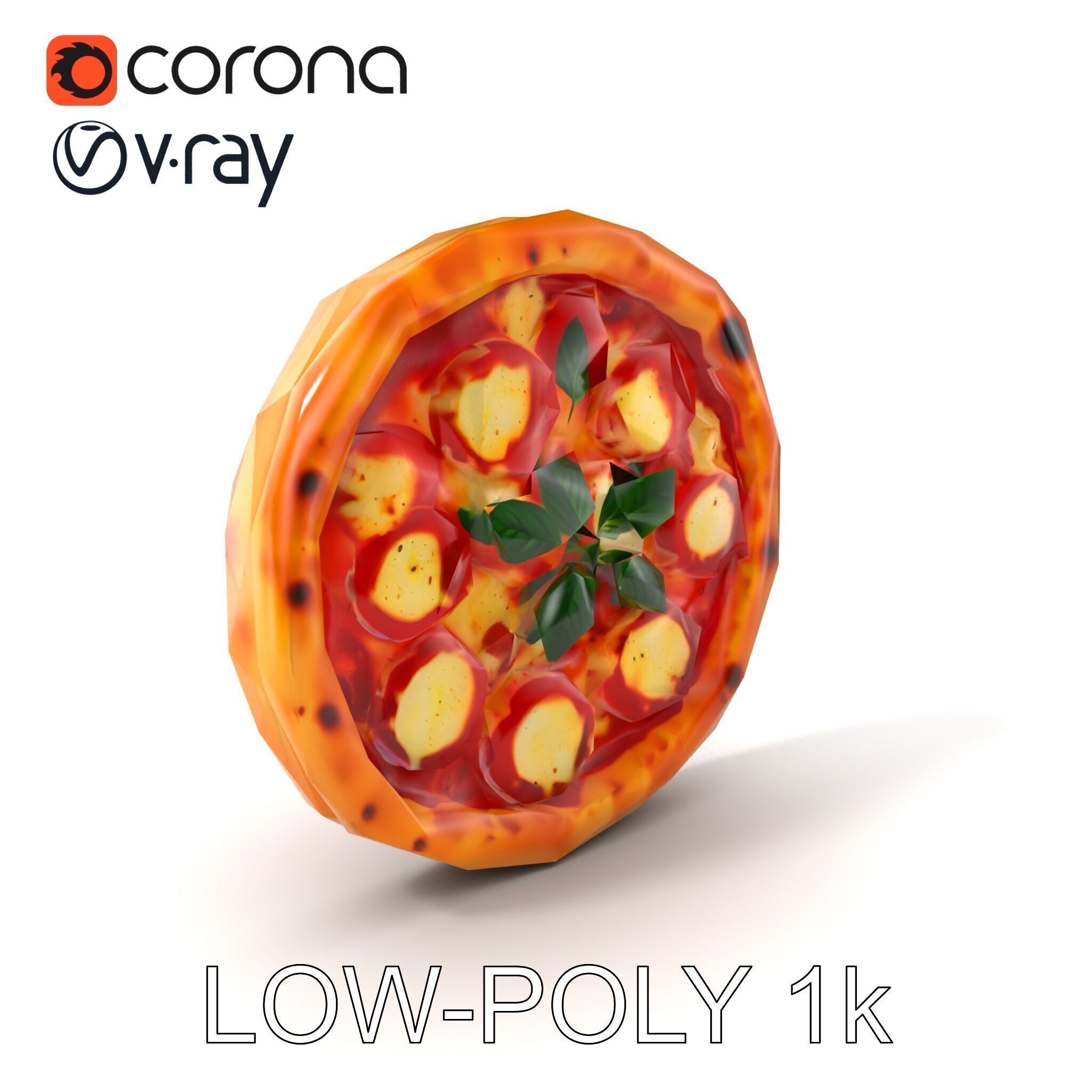 Margherita Pizza Delicious Render model pack Low-poly 3D model_5