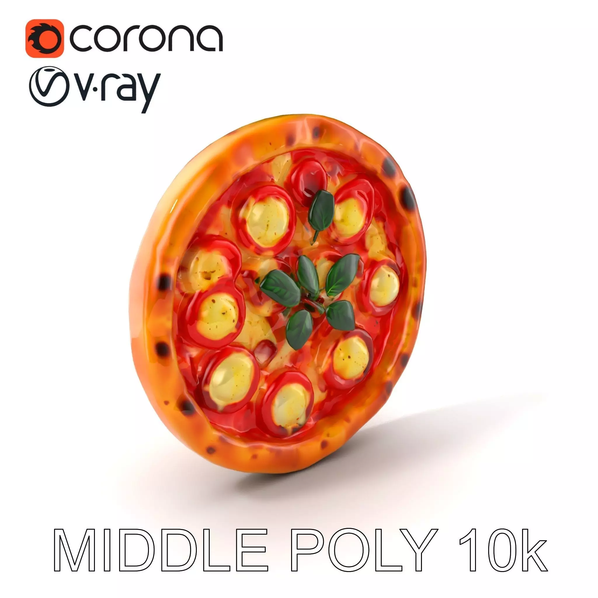 Margherita Pizza Delicious Render model pack Low-poly 3D model_0