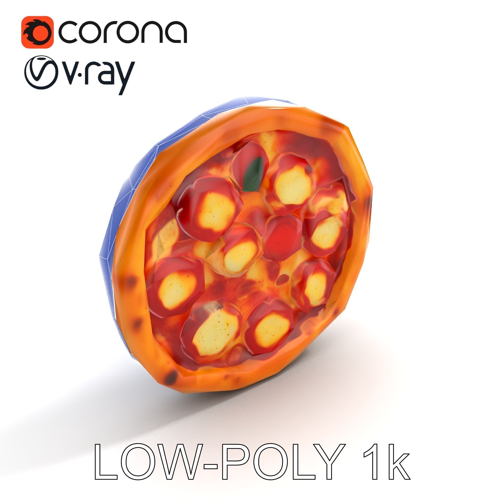 Margherita Pizza Delicious Render model pack Low-poly 3D model_13