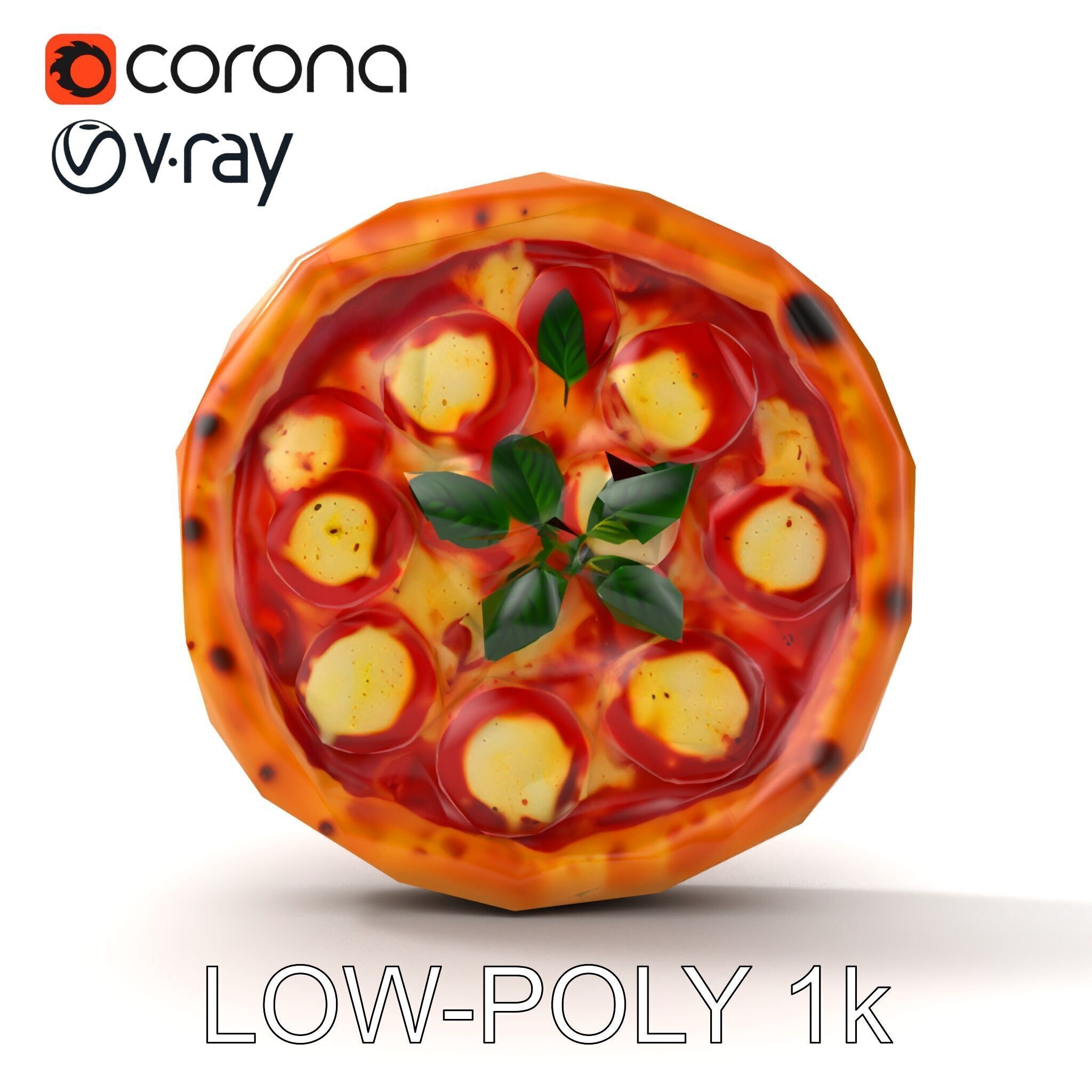 Margherita Pizza Delicious Render model pack Low-poly 3D model_16