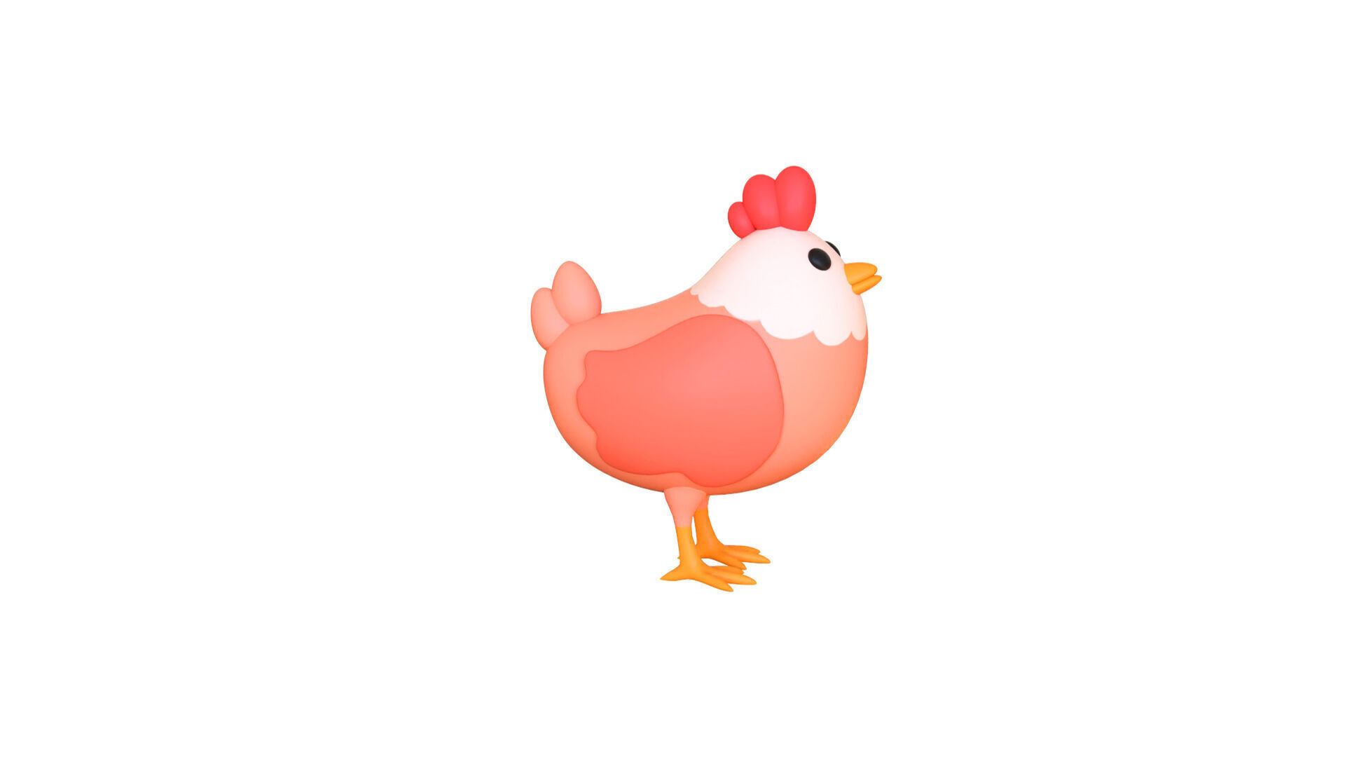 Low-Poly Easter Chicken 01 Low-poly 3D model_9