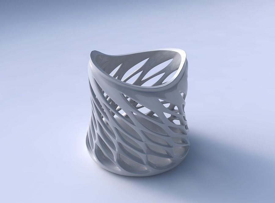 Bowl compressed with smooth beveled edges and extruded top tw... 3D print model_3