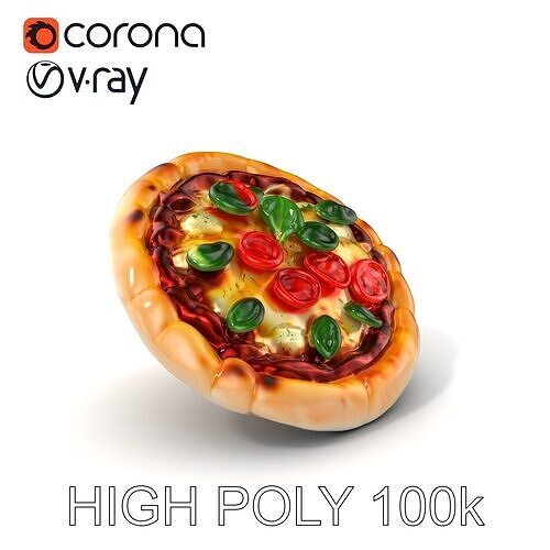 Authentic Margherita Pizza D model pack Low-poly 3D model 2