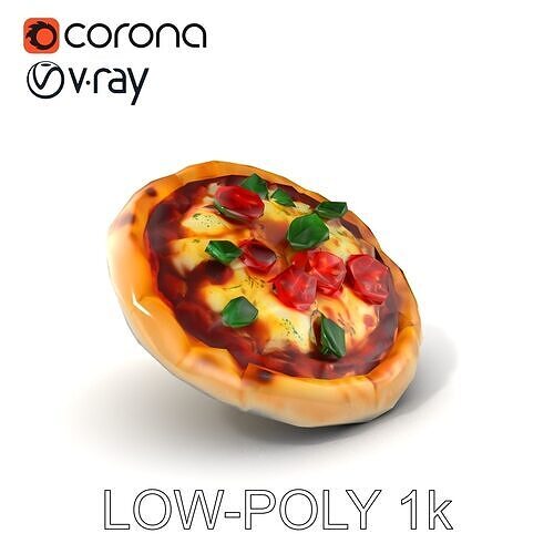 Authentic Margherita Pizza D model pack Low-poly 3D model 5