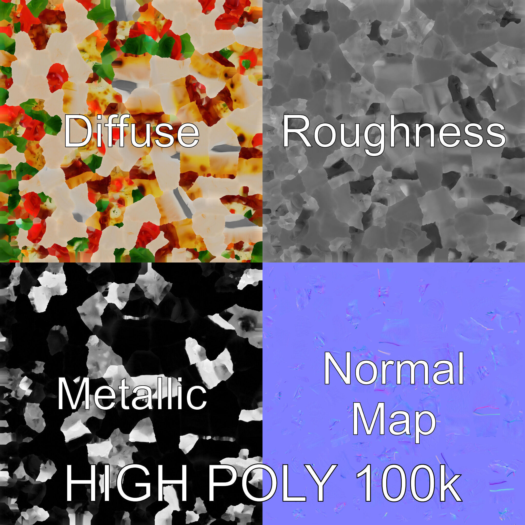 Authentic Margherita Pizza D model pack Low-poly 3D model_3