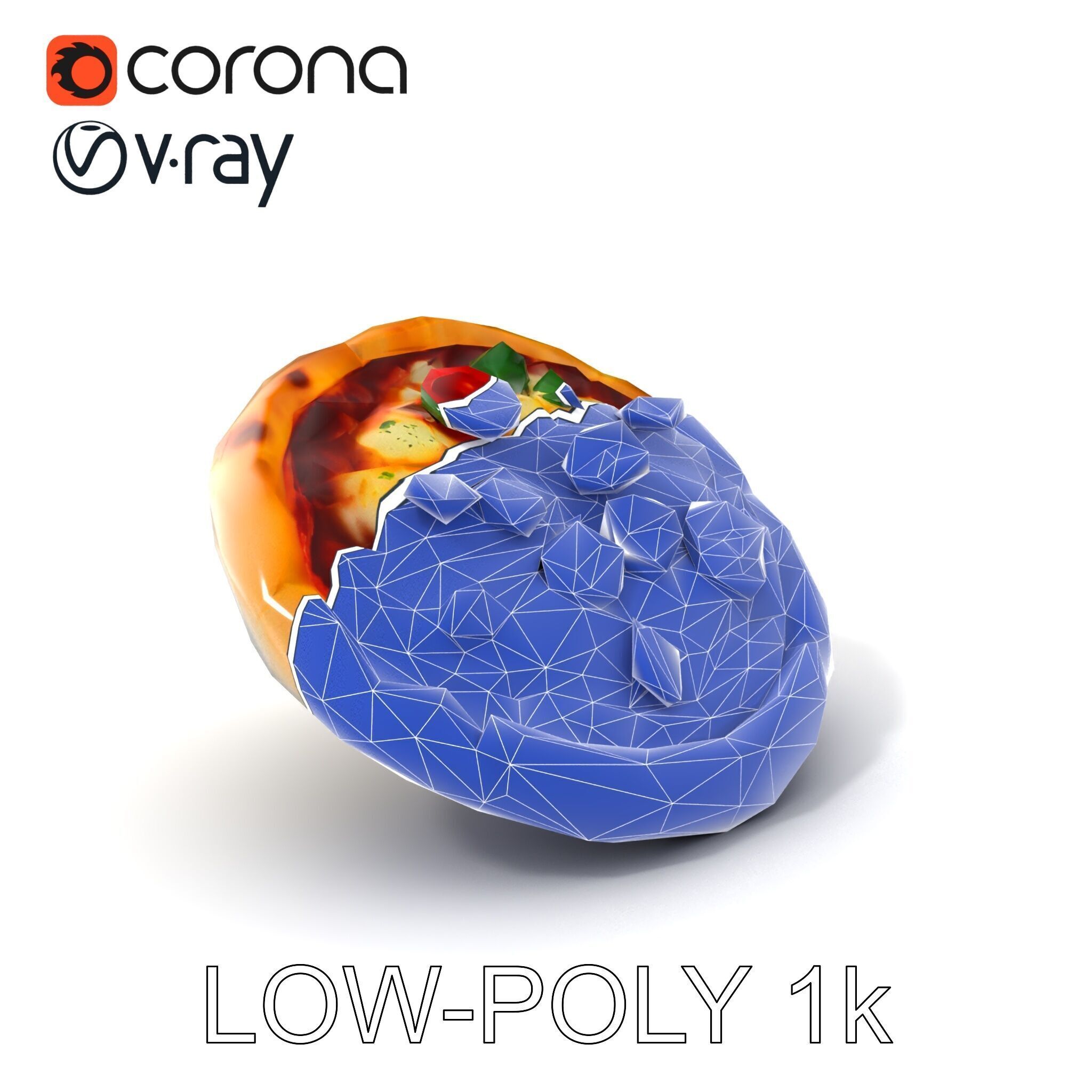 Authentic Margherita Pizza D model pack Low-poly 3D model_7