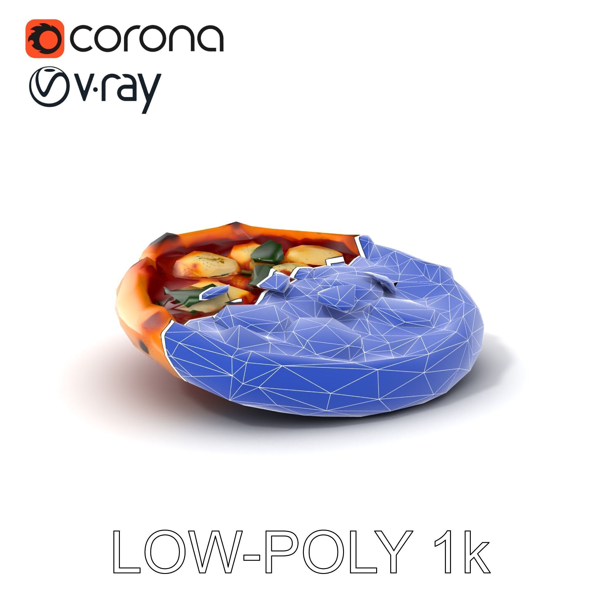 Traditional Neapolitan Pizza D model pack Low-poly 3D model_7