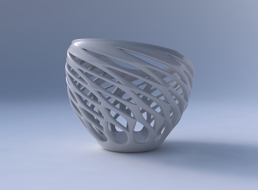 Bowl compressed with smooth beveled edges and extruded top pi... 3D print model_4