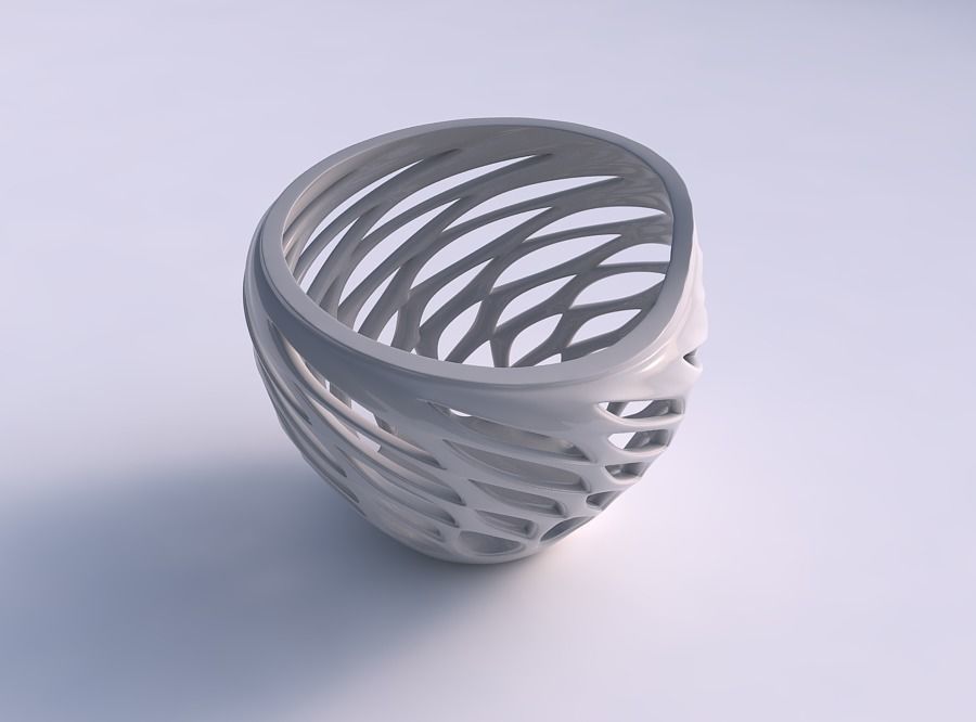 Bowl compressed with smooth beveled edges and extruded top pi... 3D print model_0