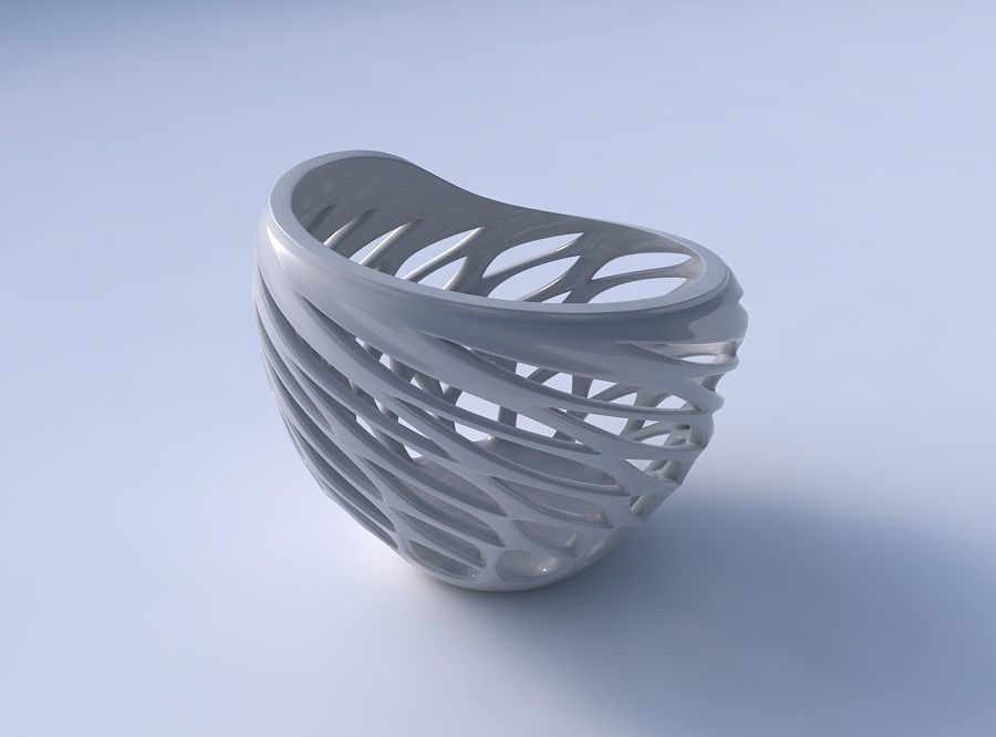 Bowl compressed with smooth beveled edges and extruded top pi... 3D print model_3