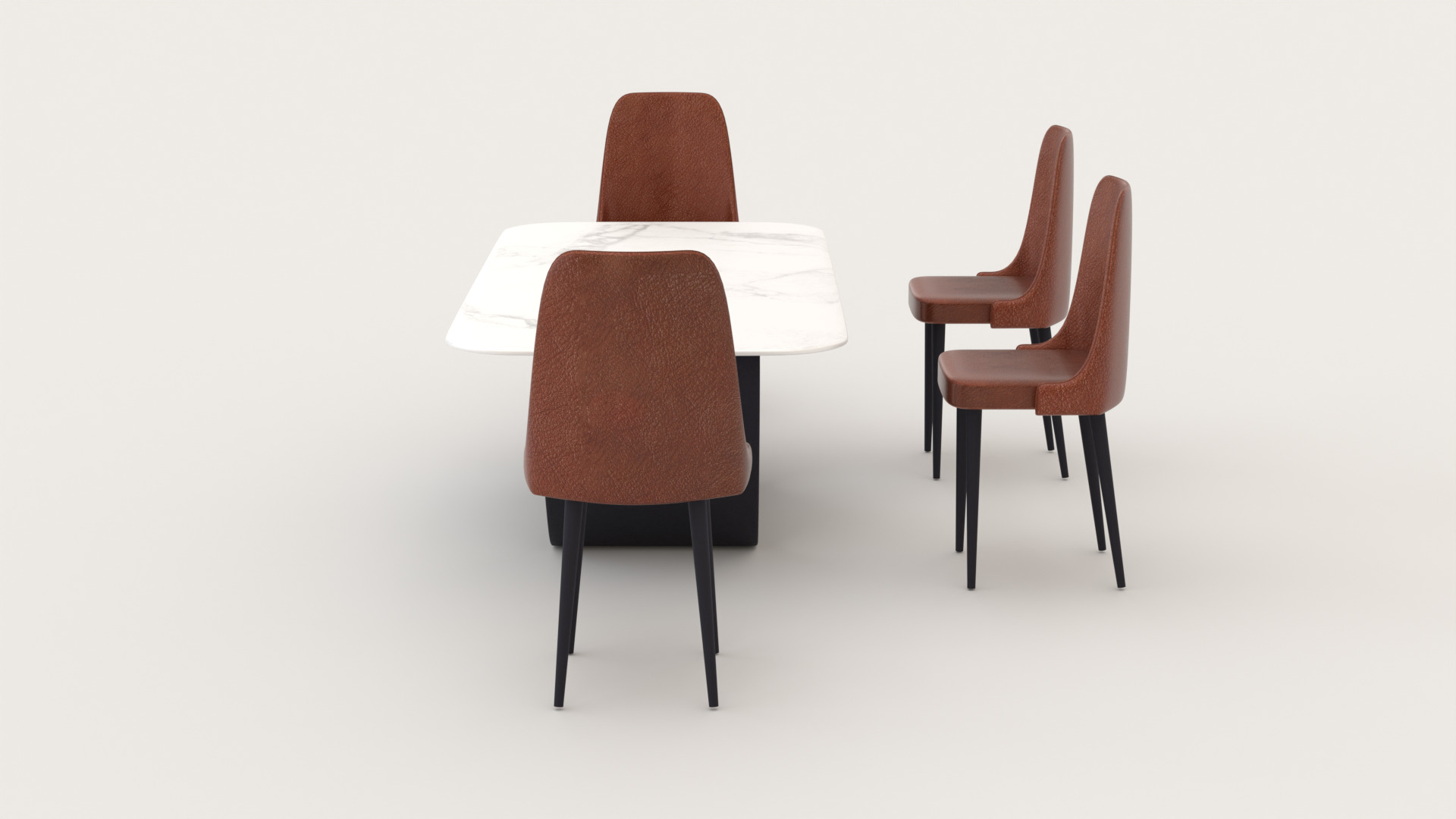Modern Marble Dining Table Se Low-poly 3D model_2