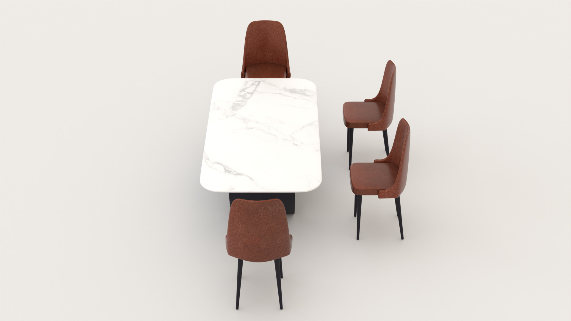 Modern Marble Dining Table Se Low-poly 3D model_4