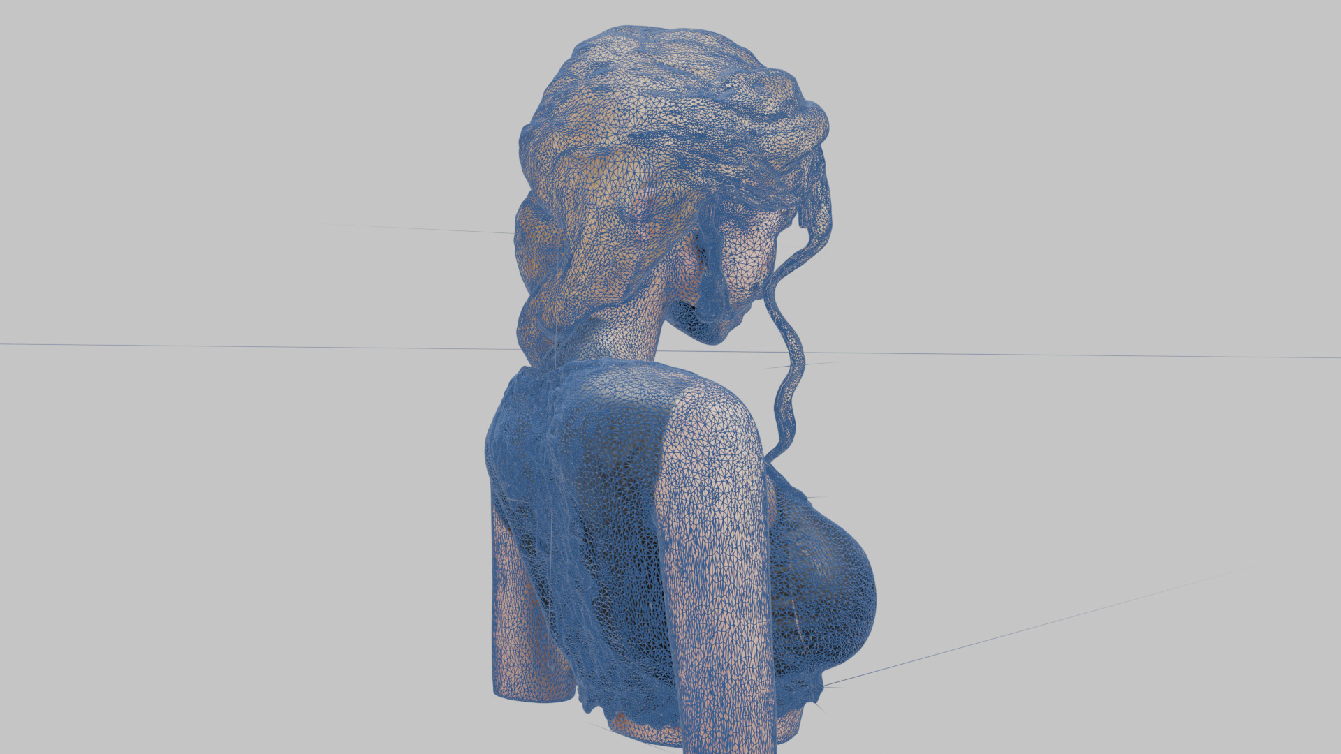 Young Beautiful Blonde Gothic Teen Girl Head Bust Low-poly 3D model_6