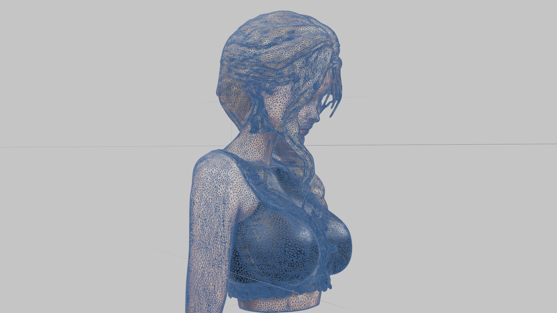 Young Beautiful Blonde Gothic Teen Girl Head Bust Low-poly 3D model_5