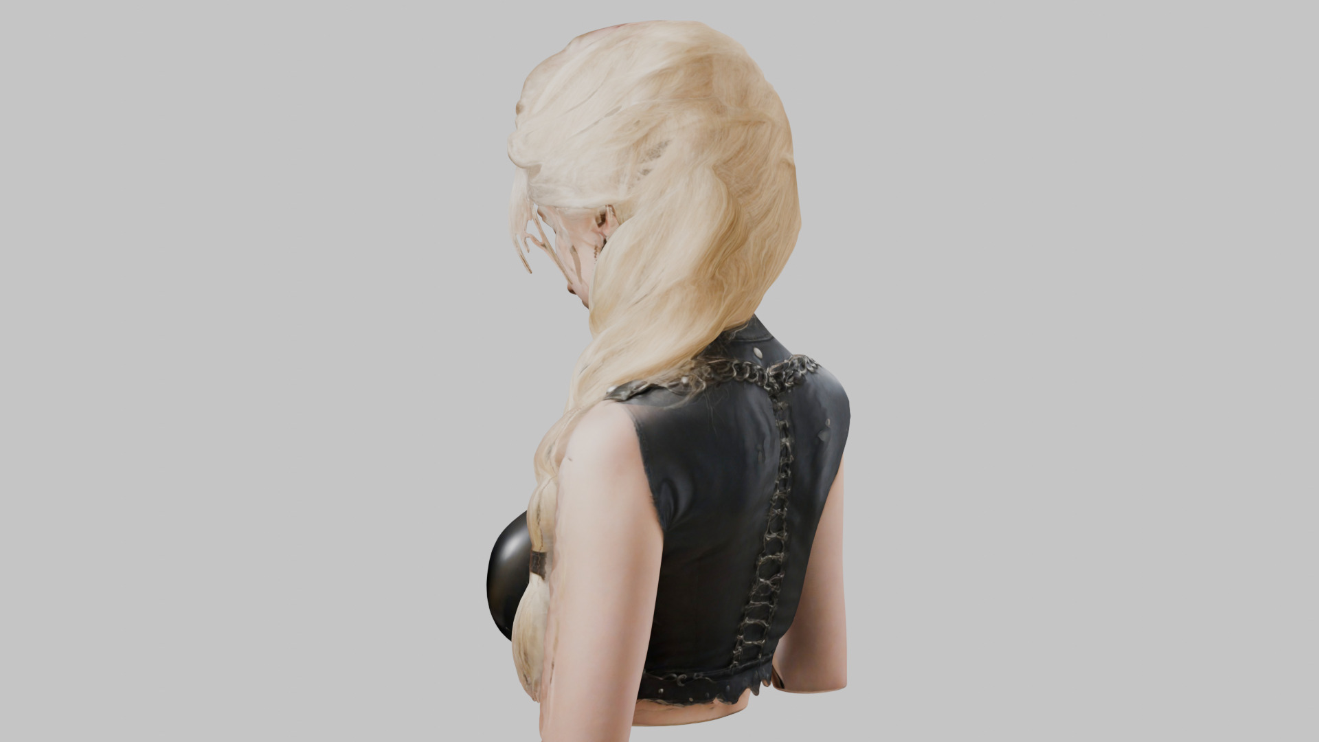 Young Beautiful Blonde Gothic Teen Girl Head Bust Low-poly 3D model_3
