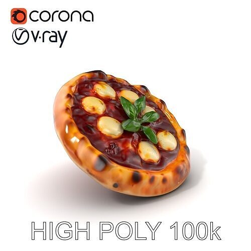 Traditional WoodFired Pizza D Model Pack Low-poly 3D model 2