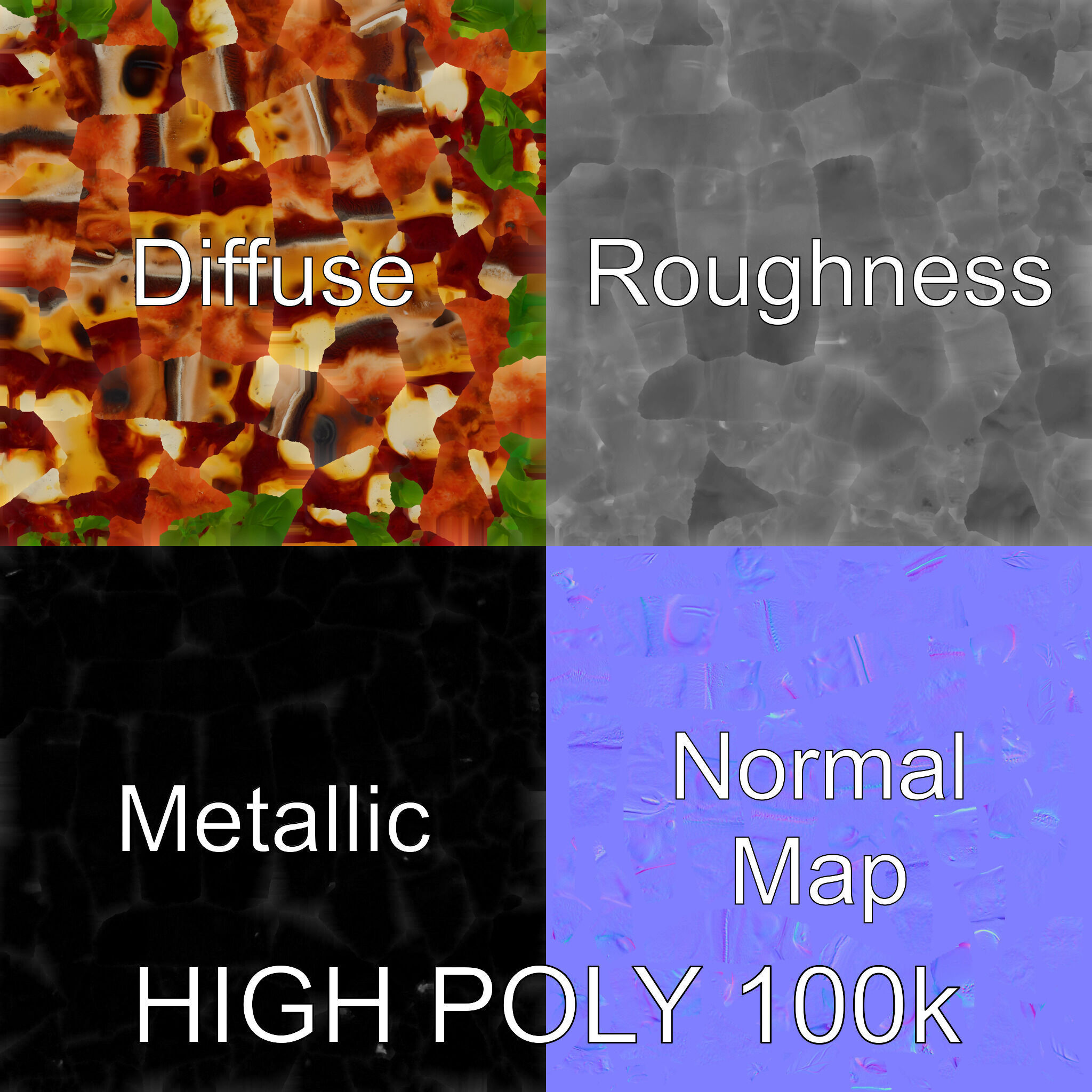 Traditional WoodFired Pizza D Model Pack Low-poly 3D model_3