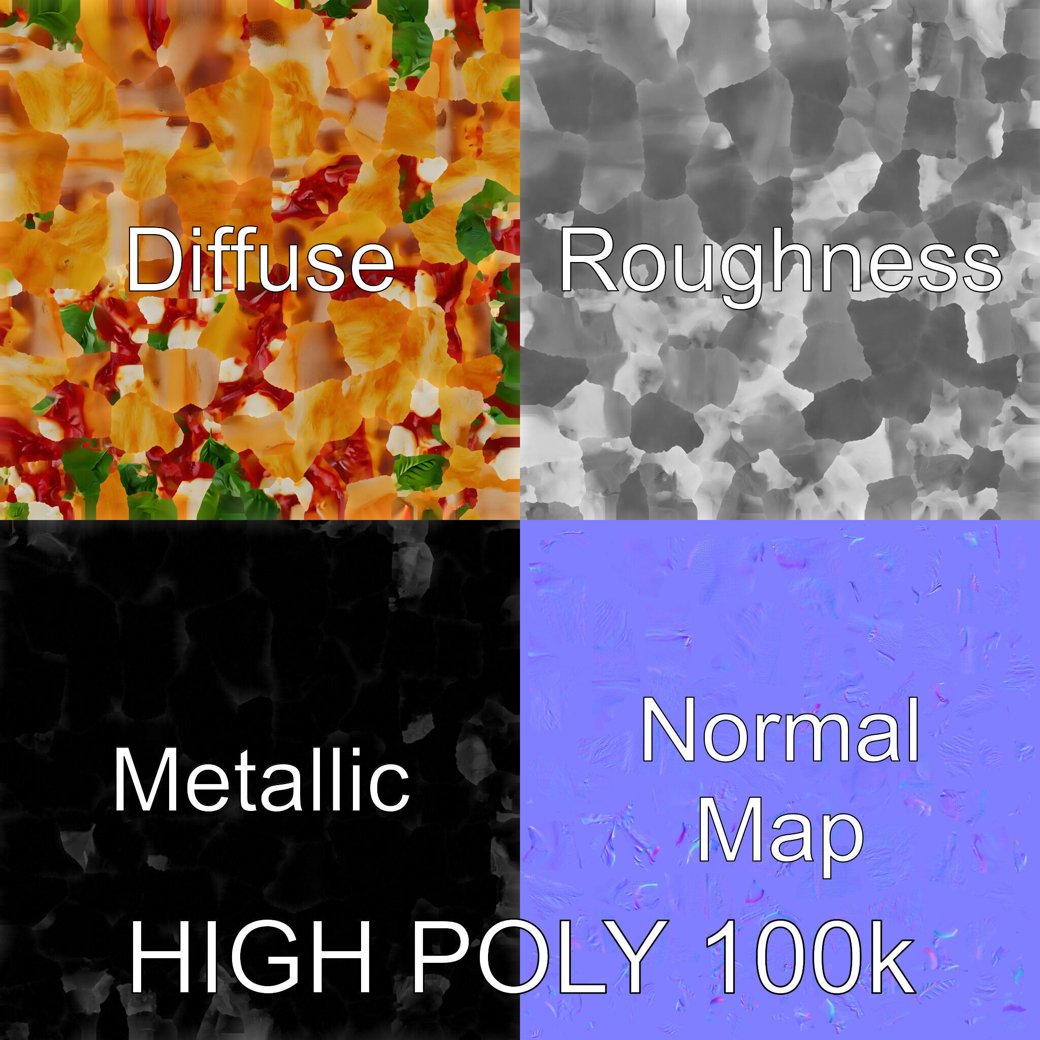 Traditional Margherita Pizza D Model Pack Low-poly 3D model_3