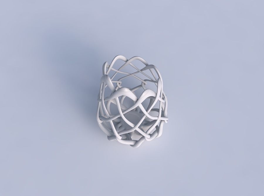 Bowl cylindrical with interlacing fine lattice long top 3D print model_1