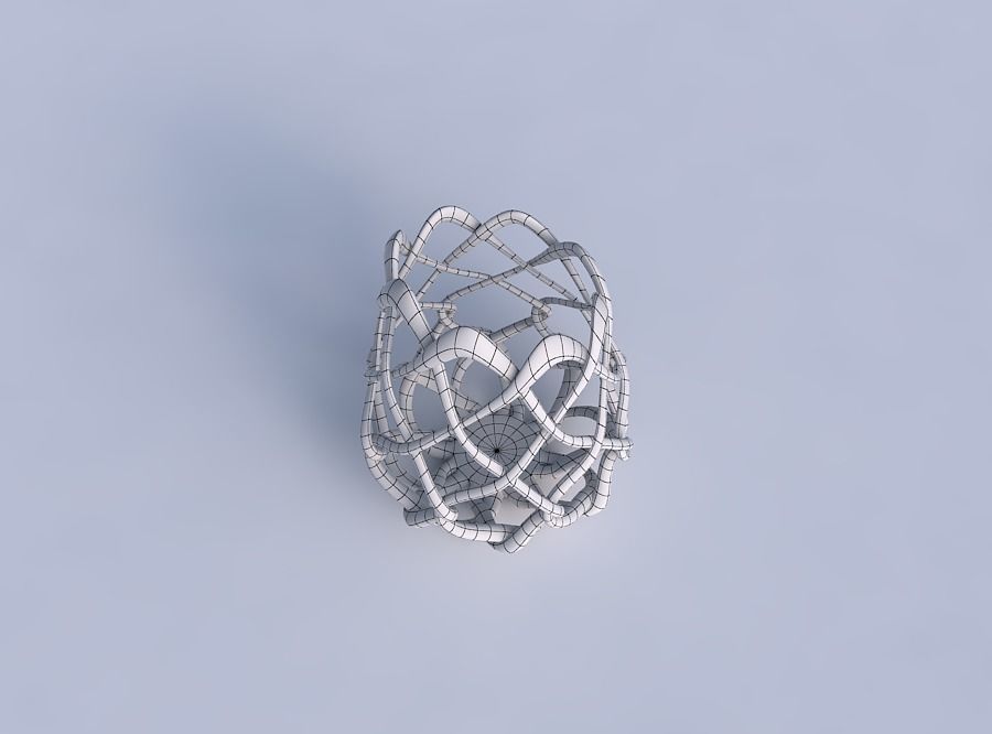 Bowl cylindrical with interlacing fine lattice long top 3D print model_6