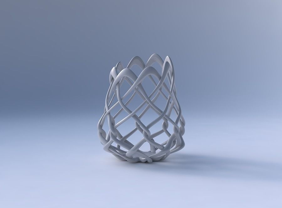 Bowl cylindrical with interlacing fine lattice long top 3D print model_4