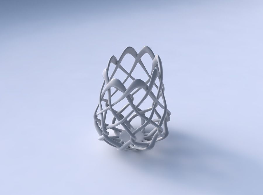 Bowl cylindrical with interlacing fine lattice long top 3D print model_3