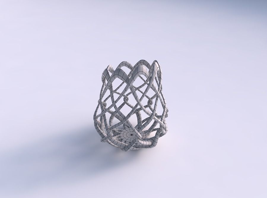 Bowl cylindrical with interlacing fine lattice long top 3D print model_5