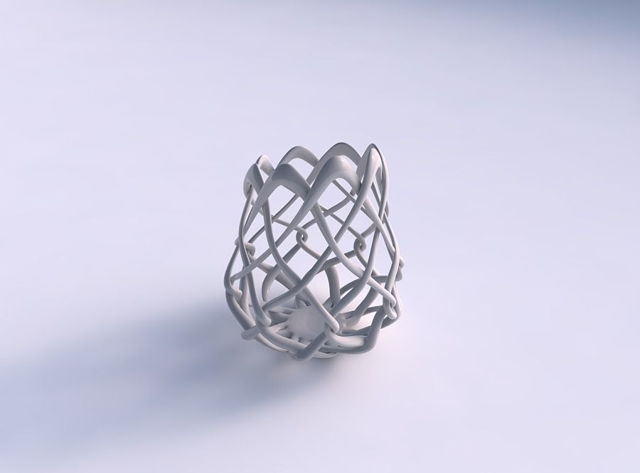 Bowl cylindrical with interlacing fine lattice long top 3D print model_0
