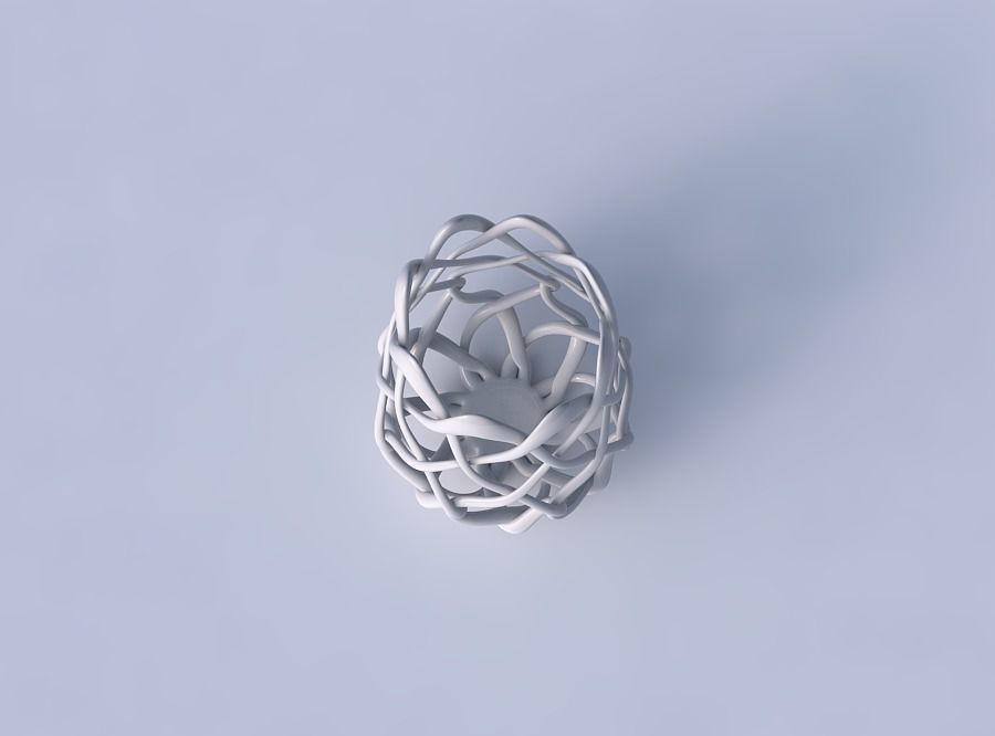 Bowl cylindrical with interlacing fine lattice long top 3D print model_2