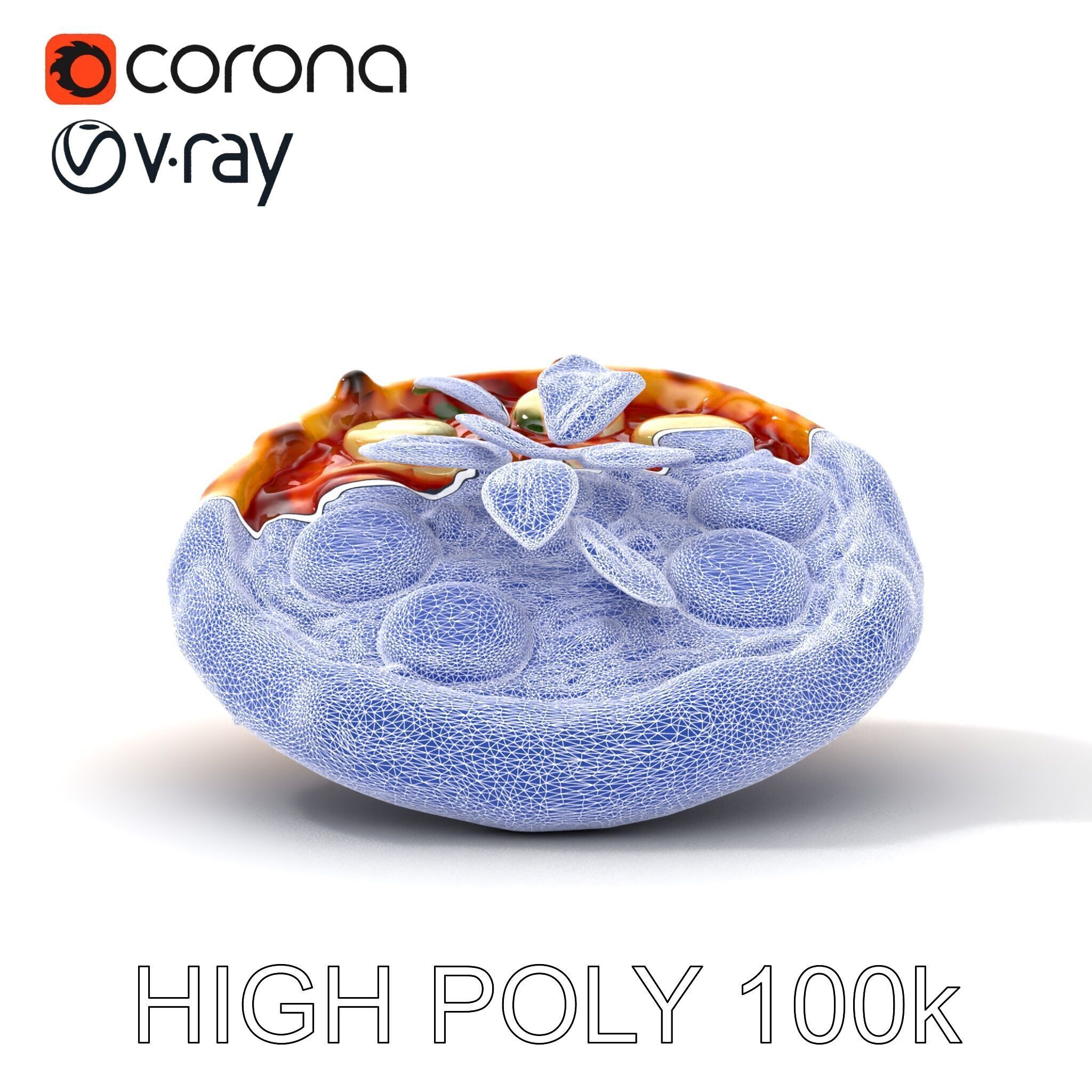 Neapolitan Pizza Gourmet Crust Sculpture model pack Low-poly 3D model_13