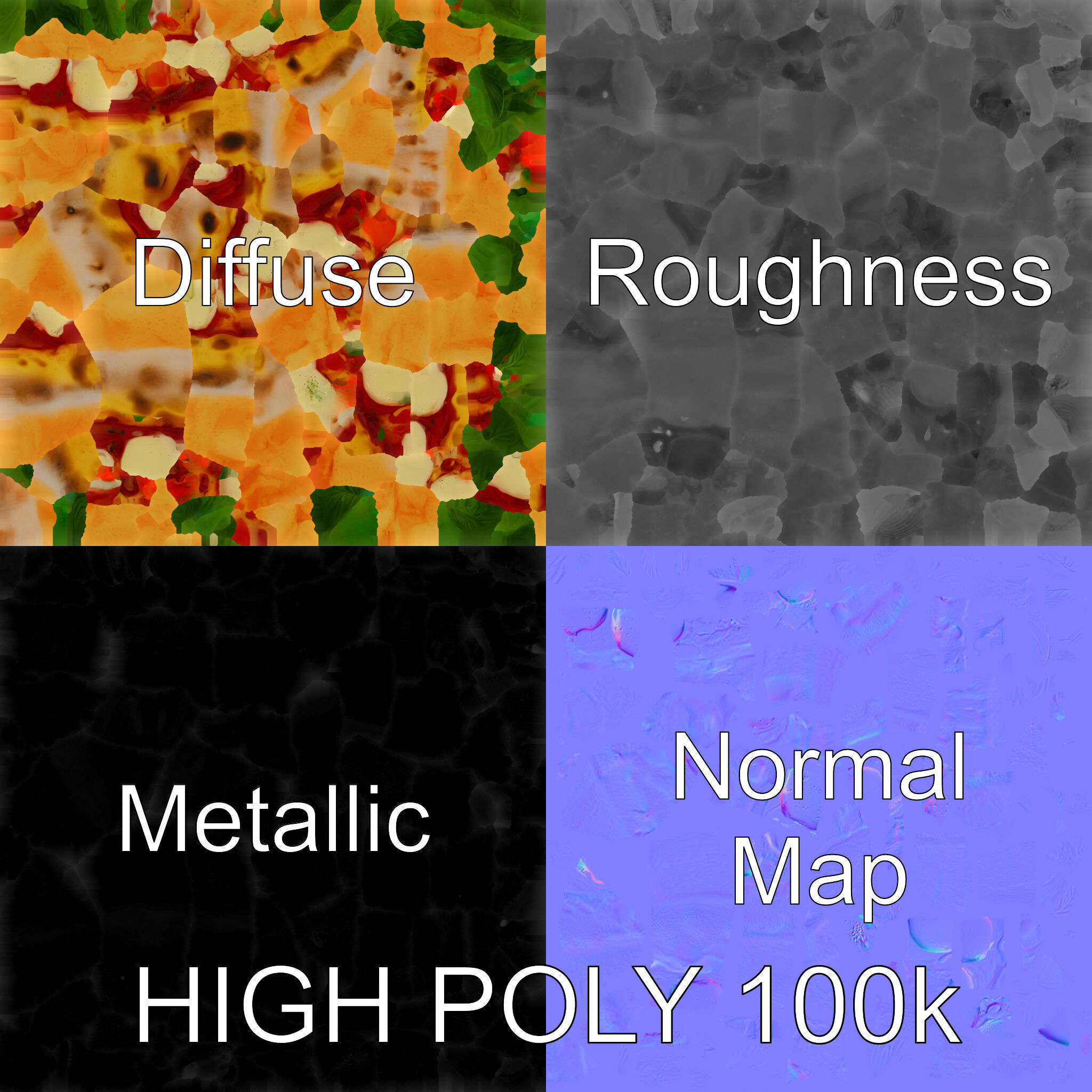 Neapolitan Pizza Gourmet Crust Sculpture model pack Low-poly 3D model_3