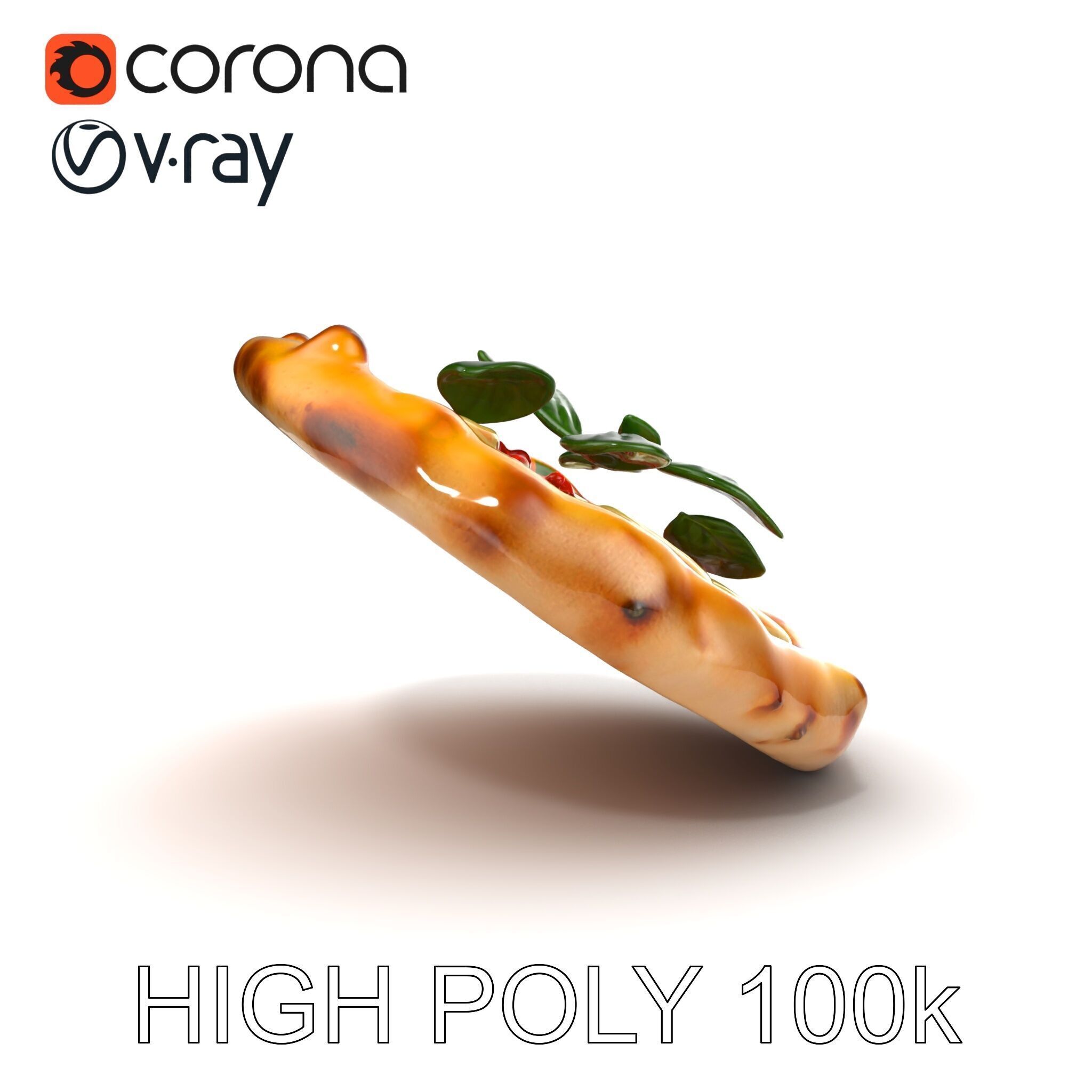 Neapolitan Pizza Gourmet Crust Sculpture model pack Low-poly 3D model_28