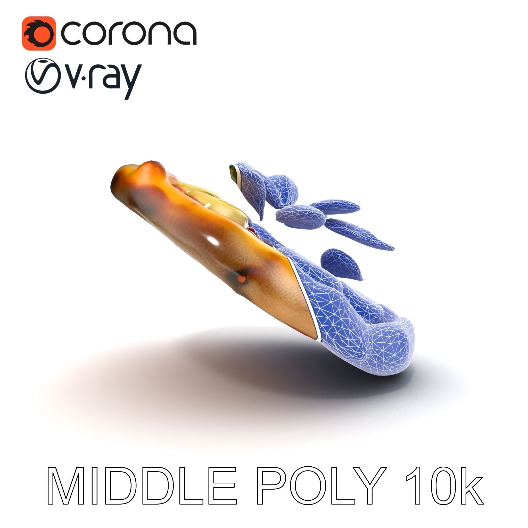 Neapolitan Pizza Gourmet Crust Sculpture model pack Low-poly 3D model_32