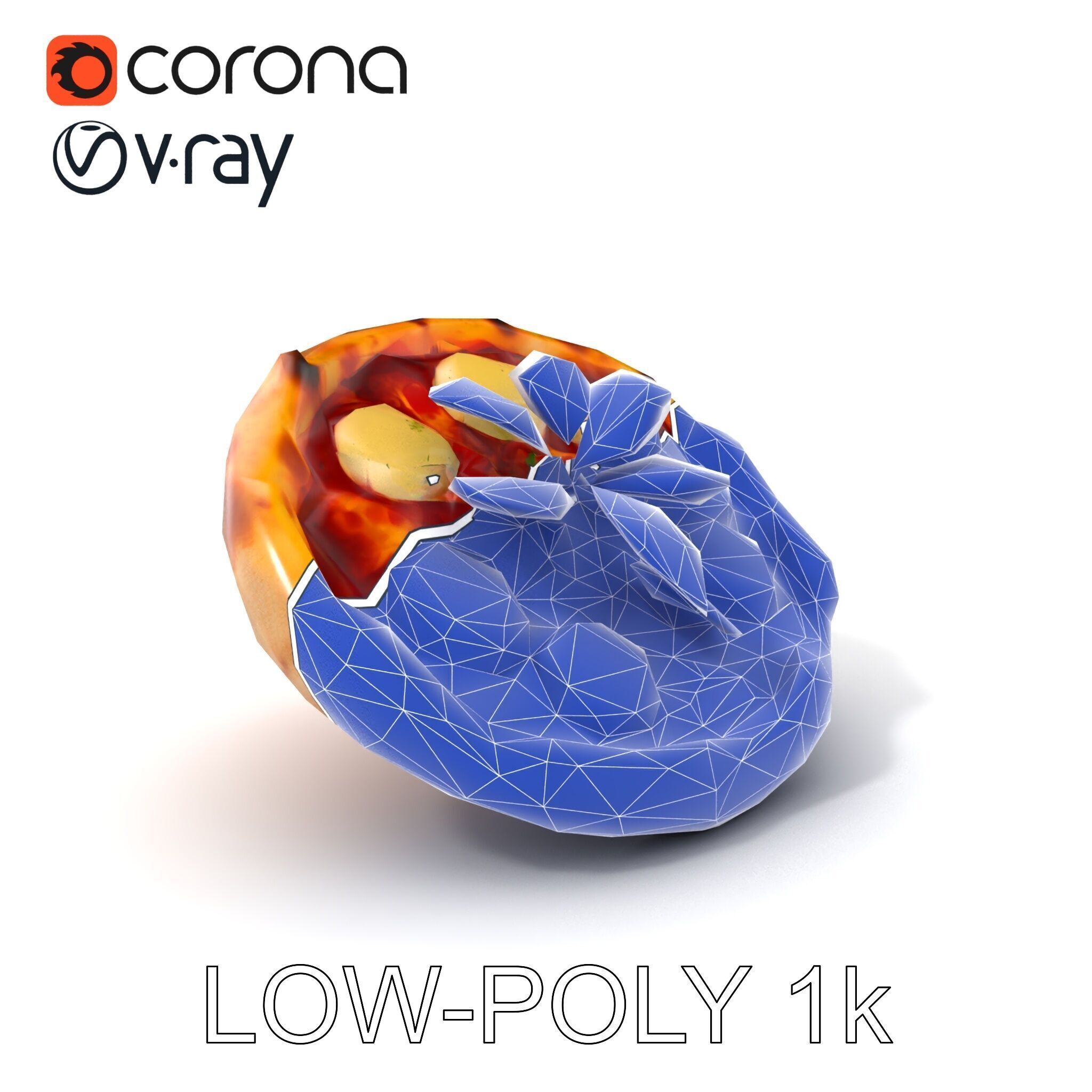 Neapolitan Pizza Gourmet Crust Sculpture model pack Low-poly 3D model_7