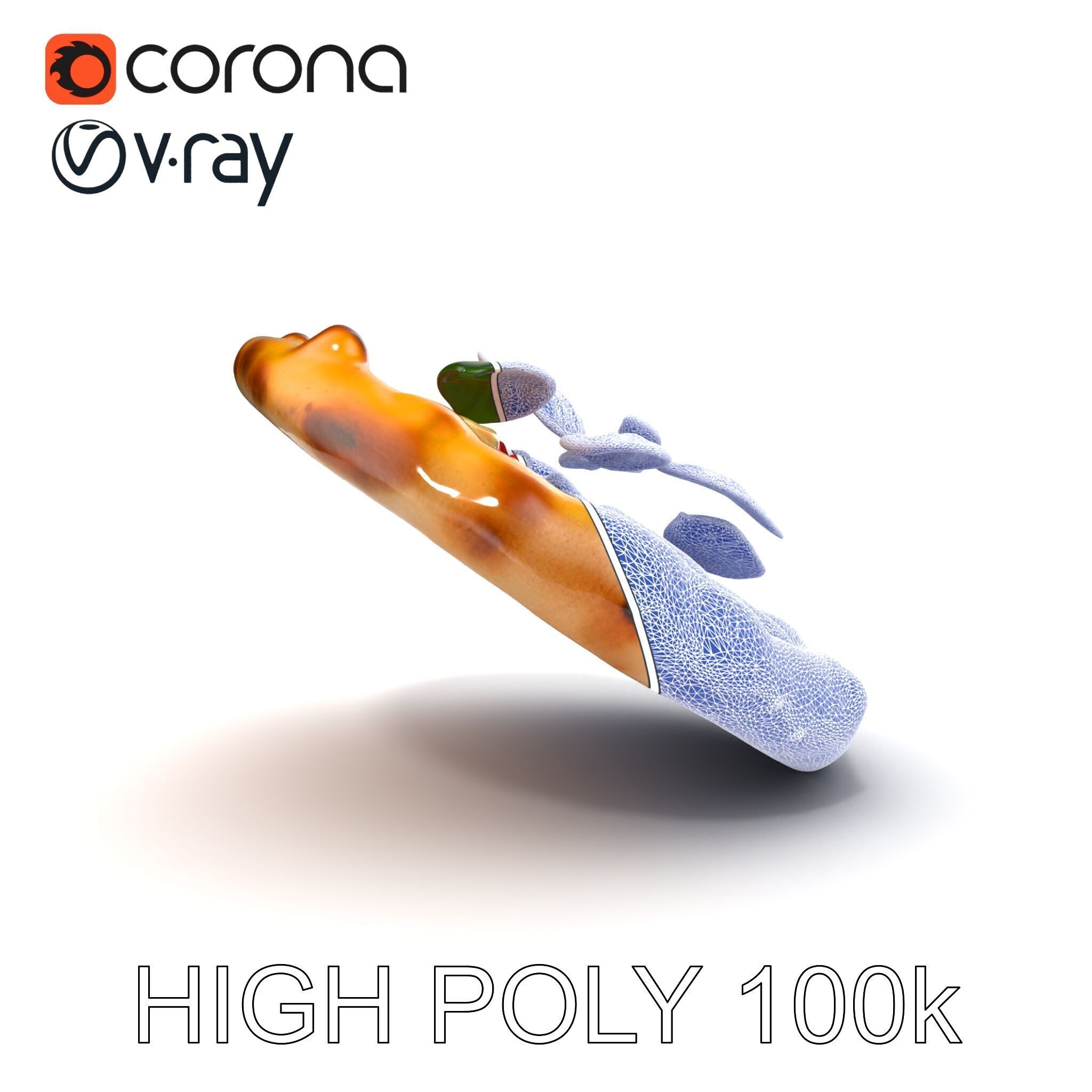 Neapolitan Pizza Gourmet Crust Sculpture model pack Low-poly 3D model_31