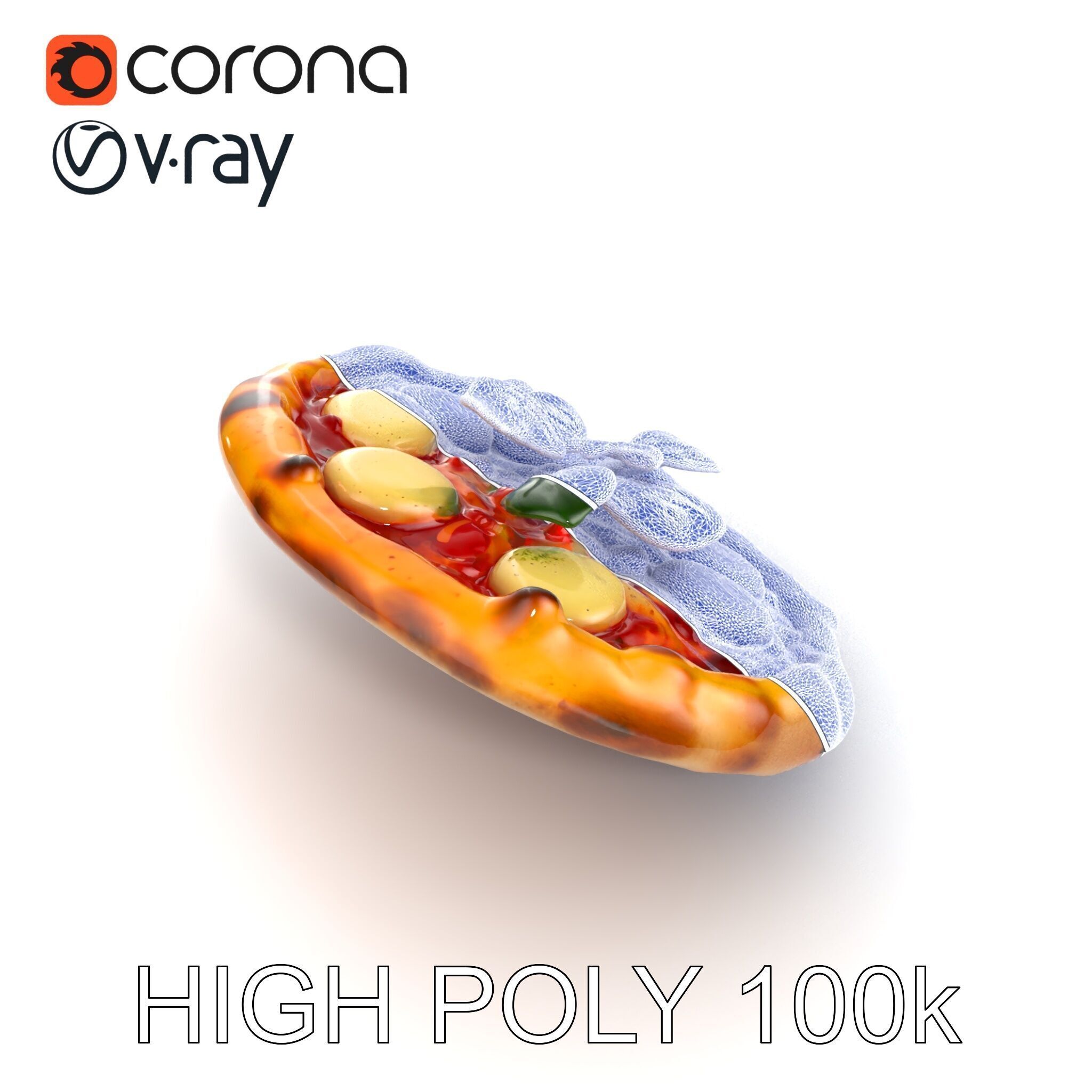 Neapolitan Pizza Gourmet Crust Sculpture model pack Low-poly 3D model_15