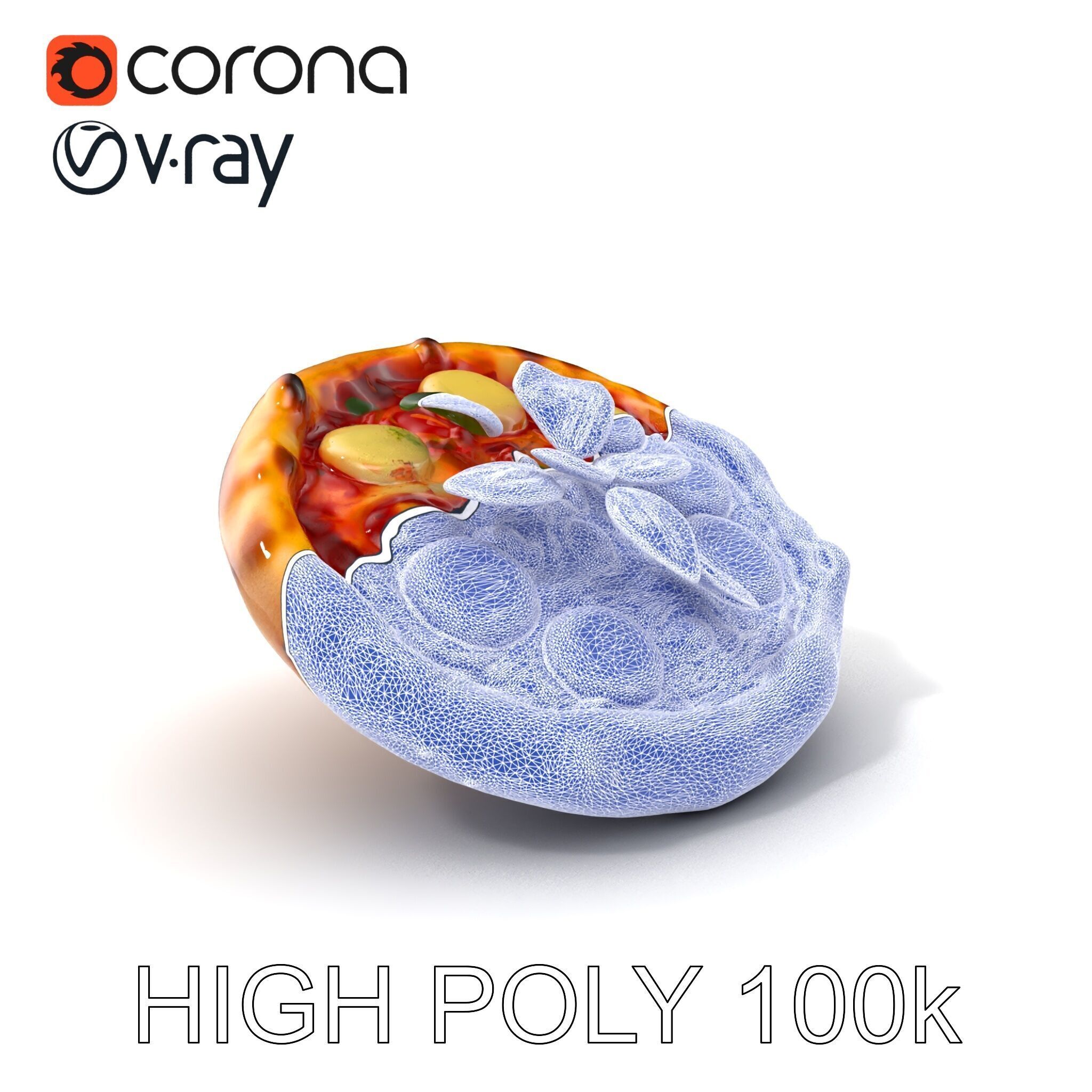 Neapolitan Pizza Gourmet Crust Sculpture model pack Low-poly 3D model_10