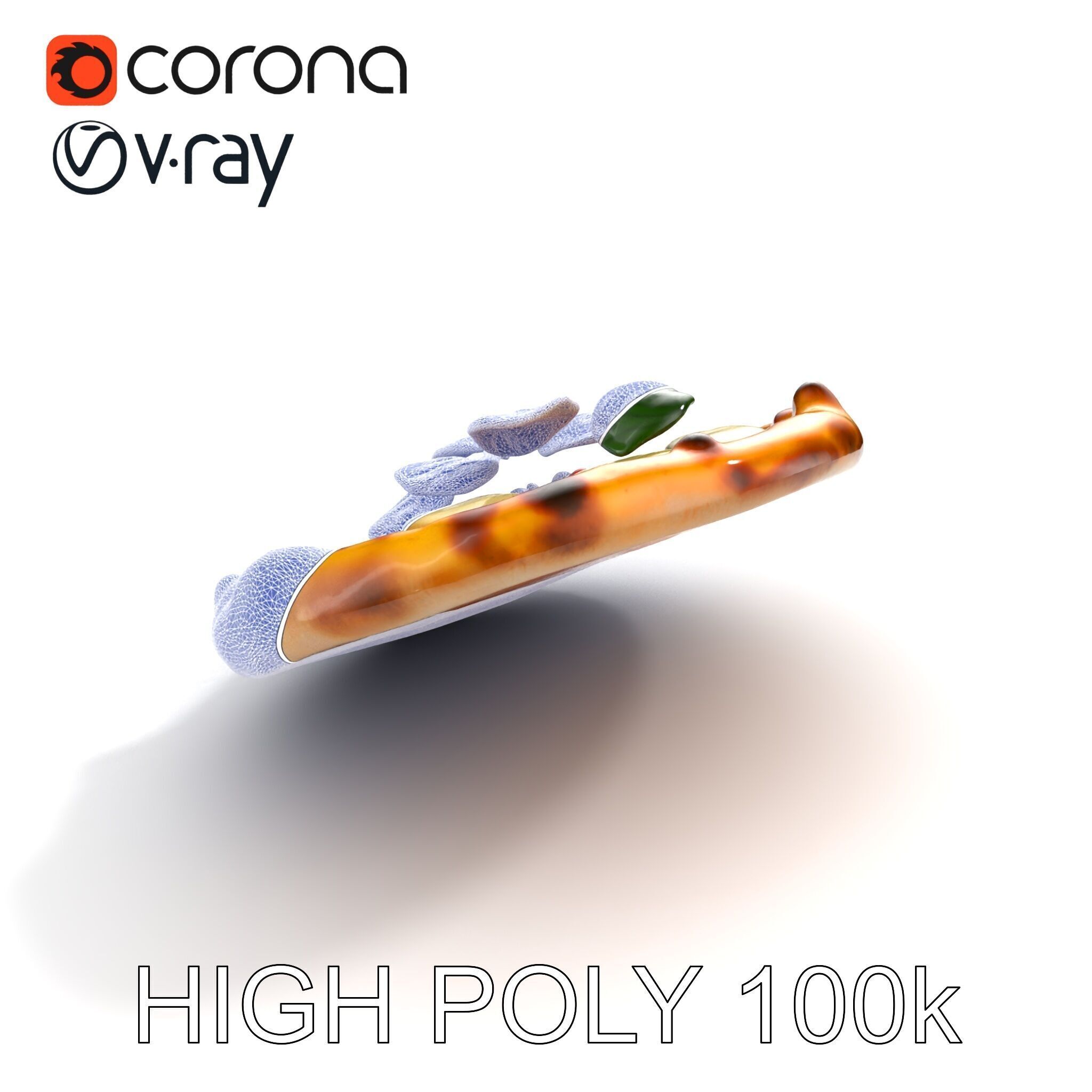 Neapolitan Pizza Gourmet Crust Sculpture model pack Low-poly 3D model_19