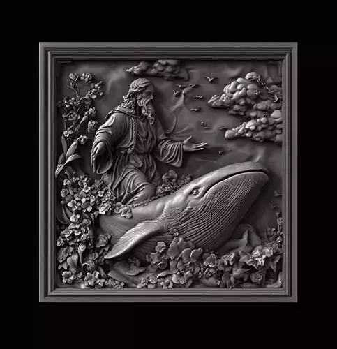 Prophet Jonah and the Whale Sculpture