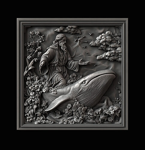 Prophet Jonah and the Whale Sculpture 3D print model