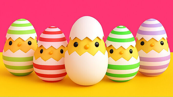 Easter Eggs Chicken  Low-poly 3D model 2