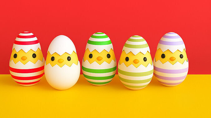 Easter Eggs Chicken  Low-poly 3D model 4