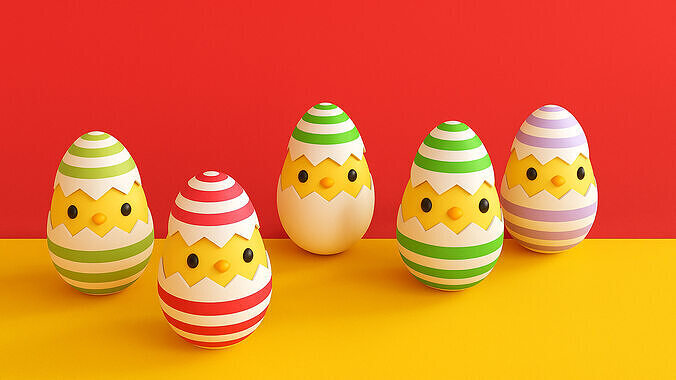 Easter Eggs Chicken  Low-poly 3D model 3