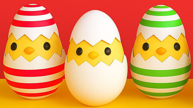 Easter Eggs Chicken  Low-poly 3D model 6