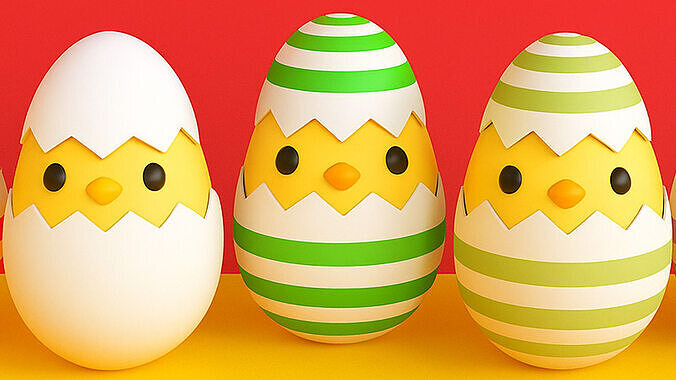 Easter Eggs Chicken  Low-poly 3D model 5