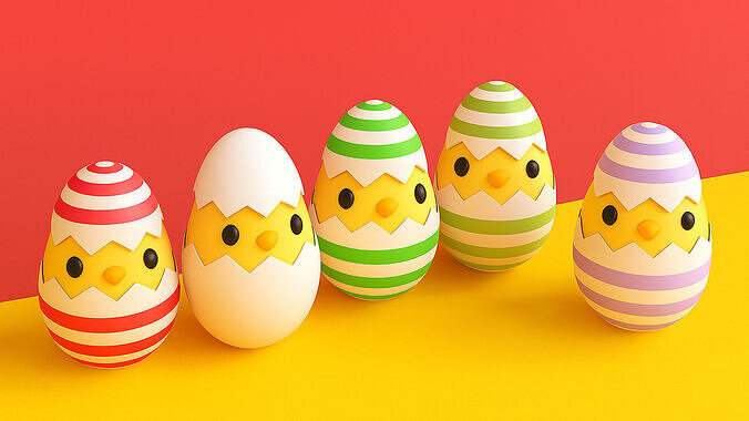 Easter Eggs Chicken  Low-poly 3D model 7