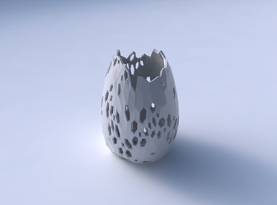 Bowl compressed with crystal skin with holes 3D print model_3